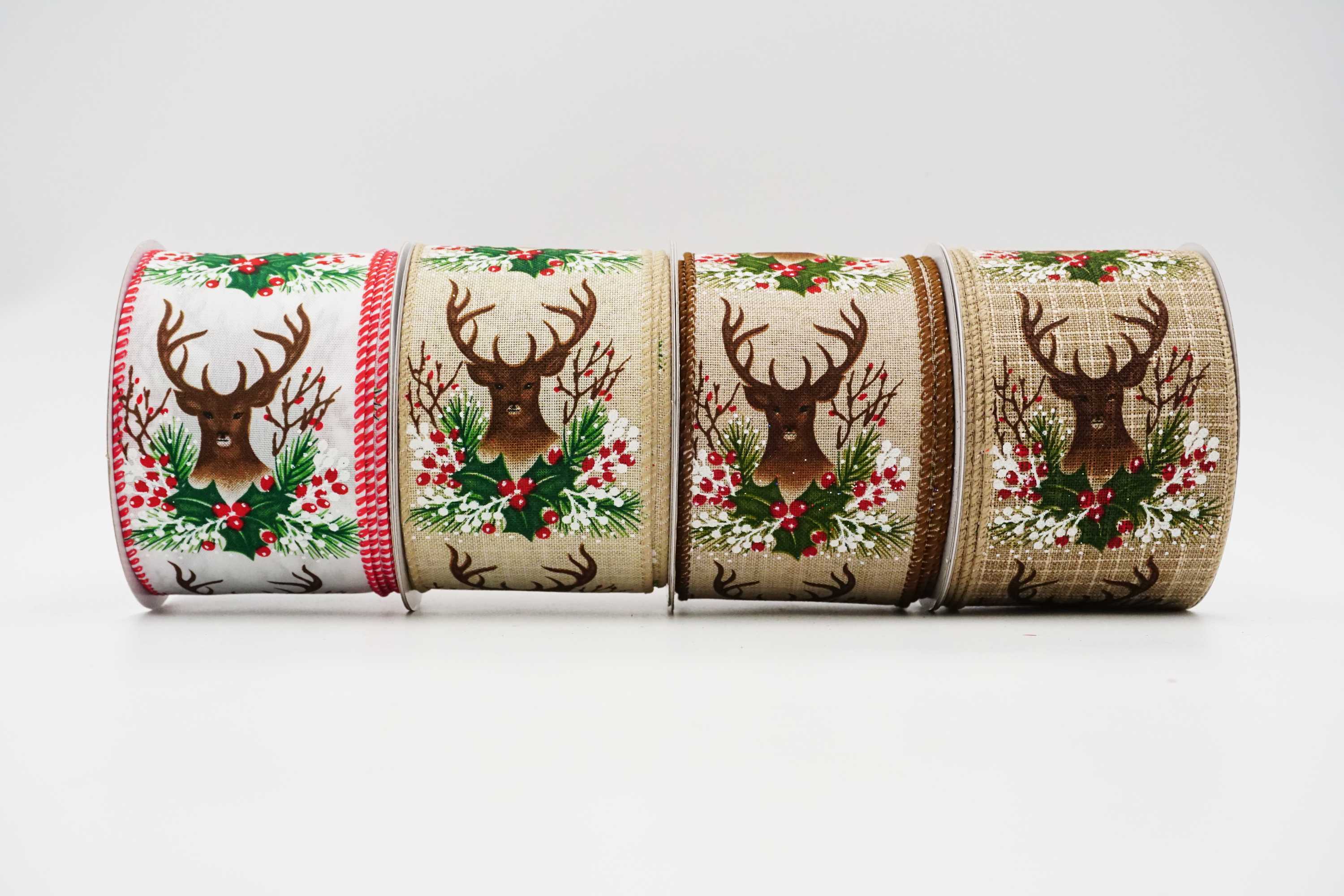 Cinta de reno y hojas de acebo